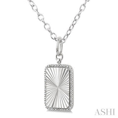 1/10 Ctw Rectangular Fluted Medallion Round Cut Diamond Pendant With Chain in Sterling Silver