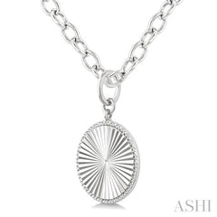 1/10 Ctw Round Fluted Medallion Round Cut Diamond Pendant With Chain in Sterling Silver