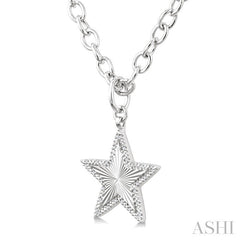 1/10 Ctw Star Fluted Medallion Round Cut Diamond Pendant With Chain in Sterling Silver