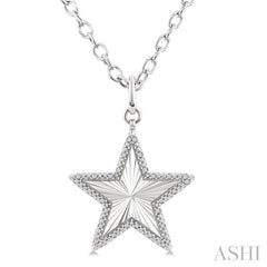 1/10 Ctw Star Fluted Medallion Round Cut Diamond Pendant With Chain in Sterling Silver