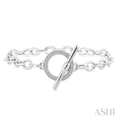 1/10 Ctw Circle Toggle Round Cut Diamond Fashion Bracelet in Sterling Silver