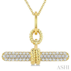 1/3 Ctw Round Cut Diamond T-Bar Fashion Necklace in 10K Yellow Gold