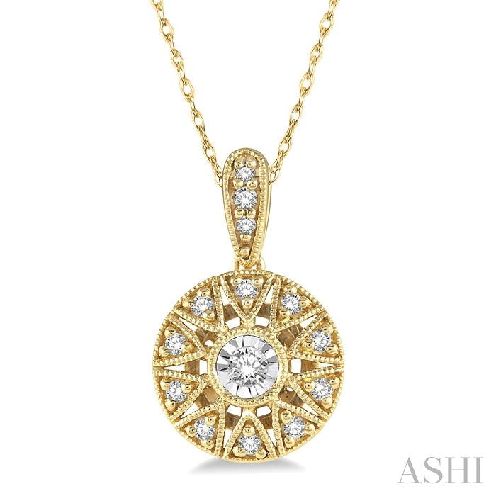 1/8 Ctw Round Cut Diamond Fashion Pendant With Chain in 10K Yellow Gold
