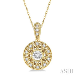 1/8 Ctw Round Cut Diamond Fashion Pendant With Chain in 10K Yellow Gold