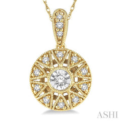 1/8 Ctw Round Cut Diamond Fashion Pendant With Chain in 10K Yellow Gold