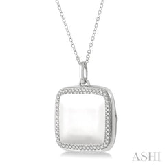 1/4 Ctw Round Cut Diamond Square Locket Pendant With Chain in 10K White Gold