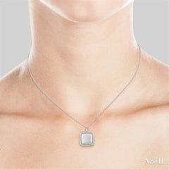 1/4 Ctw Round Cut Diamond Square Locket Pendant With Chain in 10K White Gold