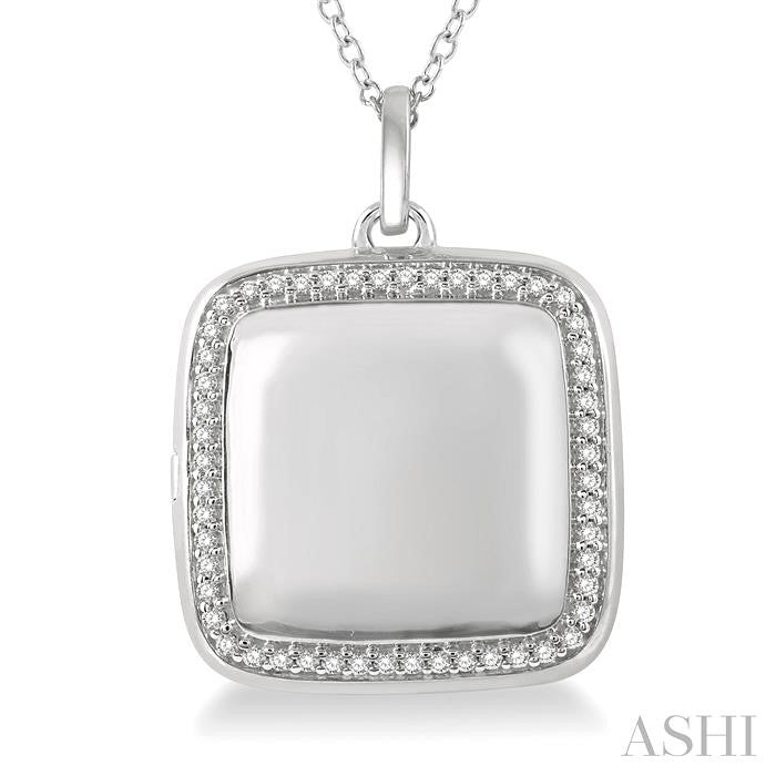 1/4 Ctw Round Cut Diamond Square Locket Pendant With Chain in 10K White Gold