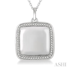 1/4 Ctw Round Cut Diamond Square Locket Pendant With Chain in 10K White Gold