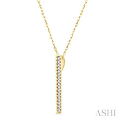 1/10 Ctw Round Cut Diamond Vertical Bar Pendant in 10K Yellow Gold with Chain