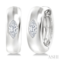 1/4 Ctw Bezel Set Marquise Cut Diamond Fashion Huggie Earrings in 14K White Gold