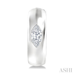 1/4 Ctw Bezel Set Marquise Cut Diamond Fashion Huggie Earrings in 14K White Gold