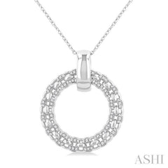 1/3 Ctw Bold Triple Link Weave Circle Round Cut Diamond Fashion Pendant With Chain in 14K White Gold