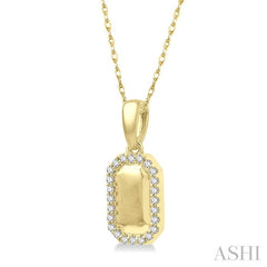 1/10 Ctw Round Cut Diamond Tag Pendant With Chain in 10K Yellow Gold