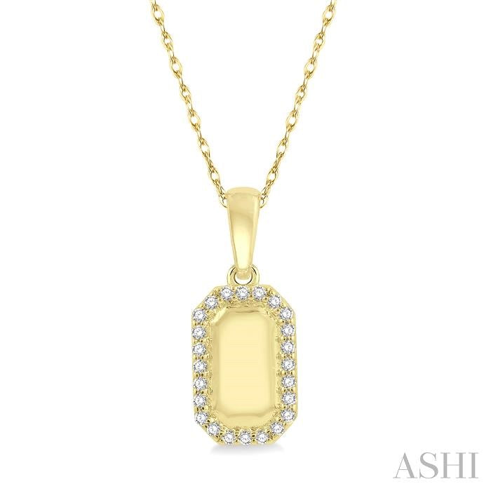 1/10 Ctw Round Cut Diamond Tag Pendant With Chain in 10K Yellow Gold