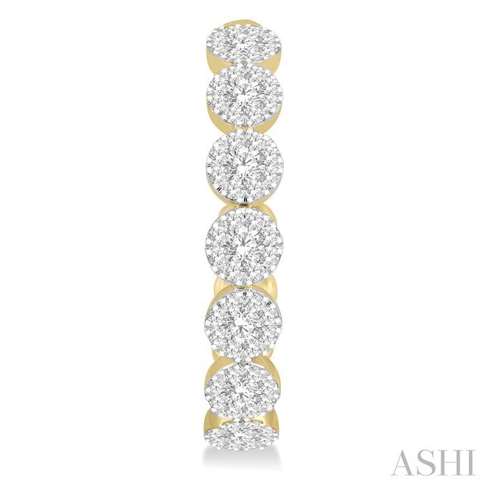 2 Ctw Lovebright Round Cut Diamond Hoop Earrings in 14K Yellow and White Gold