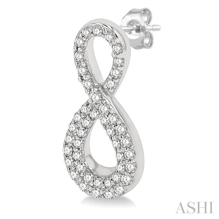 1/3 Ctw Round Cut Diamond Infinity Earring in 14K White Gold