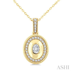 1/4 Ctw Art Deco Oval and Round Cut Diamond Bold Fashion Pendant With Chain in 14K Yellow Gold