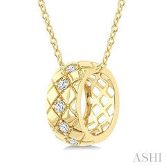 1/10 Ctw Bold Diagonal Crisscross Round Cut Diamond Fashion Pendant With Chain in 10K Yellow Gold