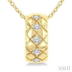 1/10 Ctw Bold Diagonal Crisscross Round Cut Diamond Fashion Pendant With Chain in 10K Yellow Gold
