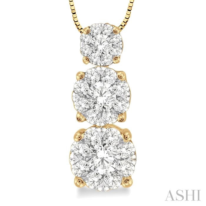 1/3 Ctw Diamond Lovebright Pendant in 14K Yellow and White Gold with Chain