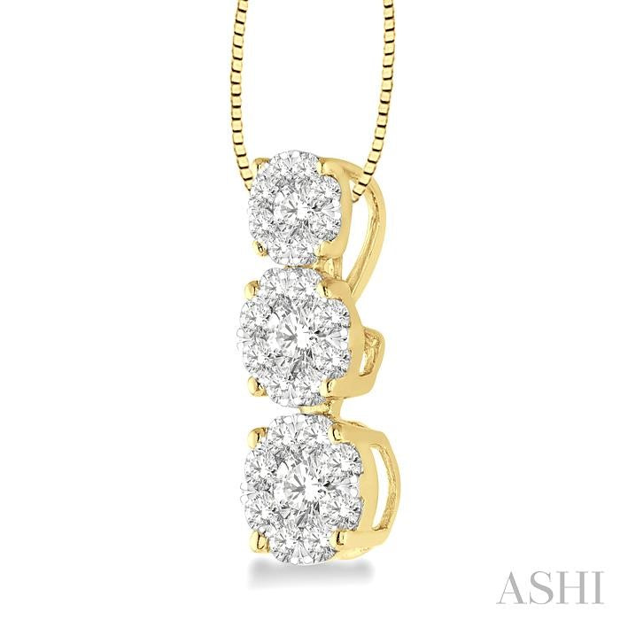 1/4 Ctw Diamond Lovebright Pendant in 14K Yellow and White Gold with Chain