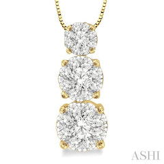 1/4 Ctw Diamond Lovebright Pendant in 14K Yellow and White Gold with Chain