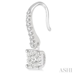 3/4 Ctw Square Shape Diamond Lovebright Earrings in 14K White Gold