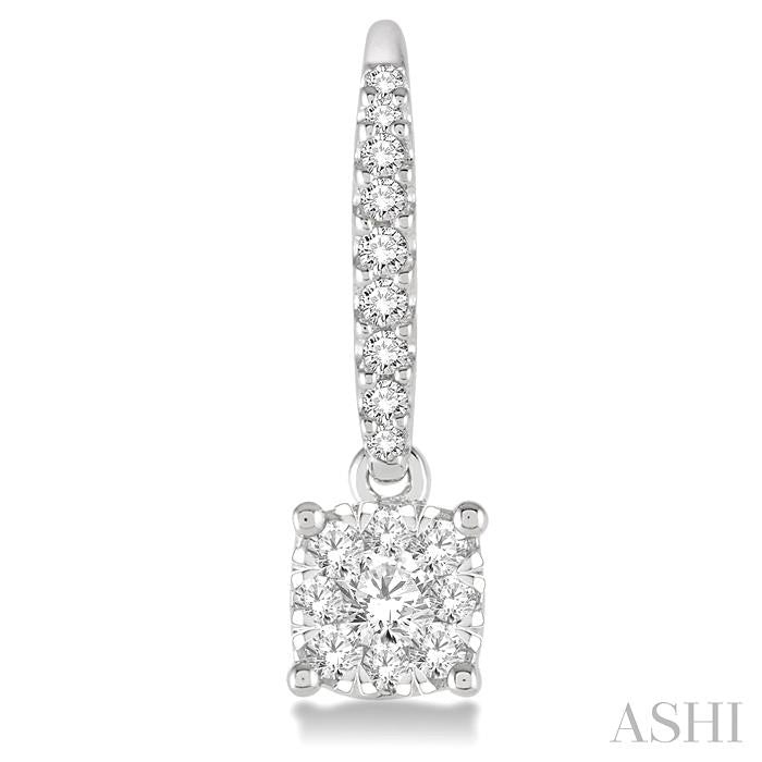 3/4 Ctw Square Shape Diamond Lovebright Earrings in 14K White Gold