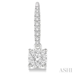3/4 Ctw Square Shape Diamond Lovebright Earrings in 14K White Gold