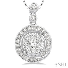 1/2 Ctw Diamond Lovebright Pendant in 14K White Gold with Chain