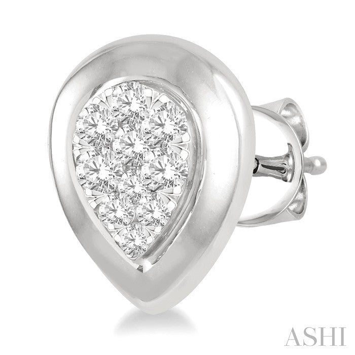 3/8 Ctw Pear Shape Round Cut Diamond Lovebright Stud Earrings in 14K White Gold