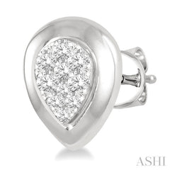 3/8 Ctw Pear Shape Round Cut Diamond Lovebright Stud Earrings in 14K White Gold