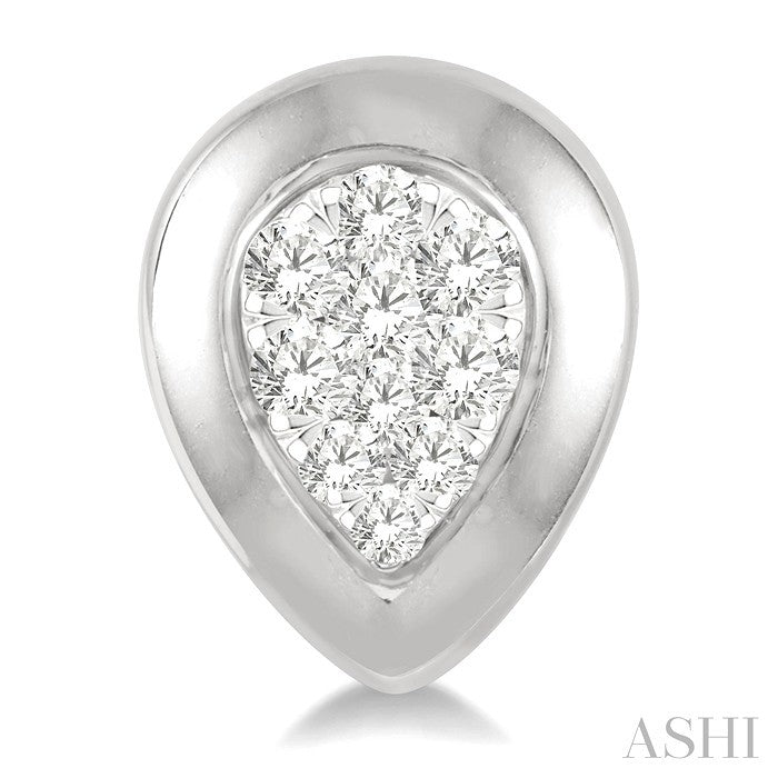 3/8 Ctw Pear Shape Round Cut Diamond Lovebright Stud Earrings in 14K White Gold