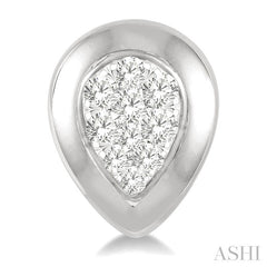 3/8 Ctw Pear Shape Round Cut Diamond Lovebright Stud Earrings in 14K White Gold