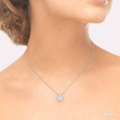 1/3 Ctw Round Cut Diamond Lovebright Pendant With Box Chain in 14K White Gold