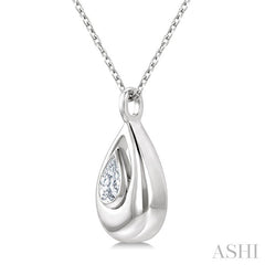 1/4 Ctw Teardrop Pear Cut Diamond Fashion Pendant With Chain in 14K White Gold
