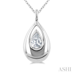 1/4 Ctw Teardrop Pear Cut Diamond Fashion Pendant With Chain in 14K White Gold