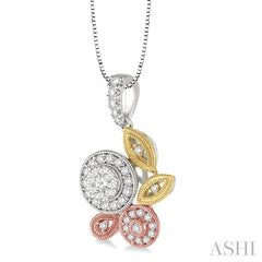 1/2 Ctw Diamond Lovebright Pendant in 14K Tri Color Gold with Chain