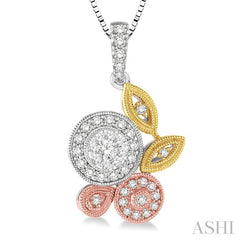 1/2 Ctw Diamond Lovebright Pendant in 14K Tri Color Gold with Chain