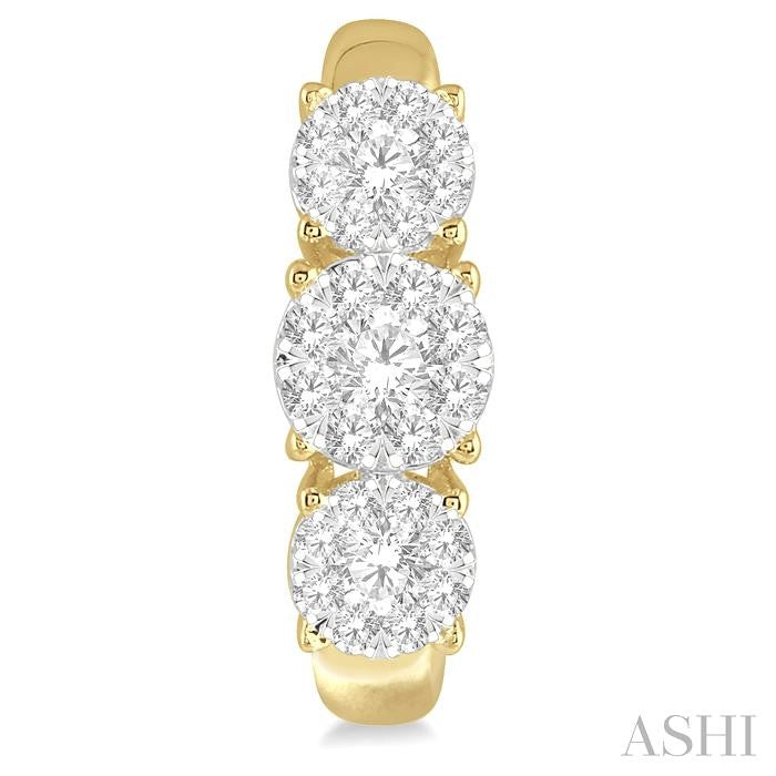 1 Ctw Lovebright Round Cut Diamond Earrings in 14K Yellow and White Gold
