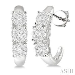 3/4 Ctw Lovebright Round Cut Diamond Earrings in 14K White Gold
