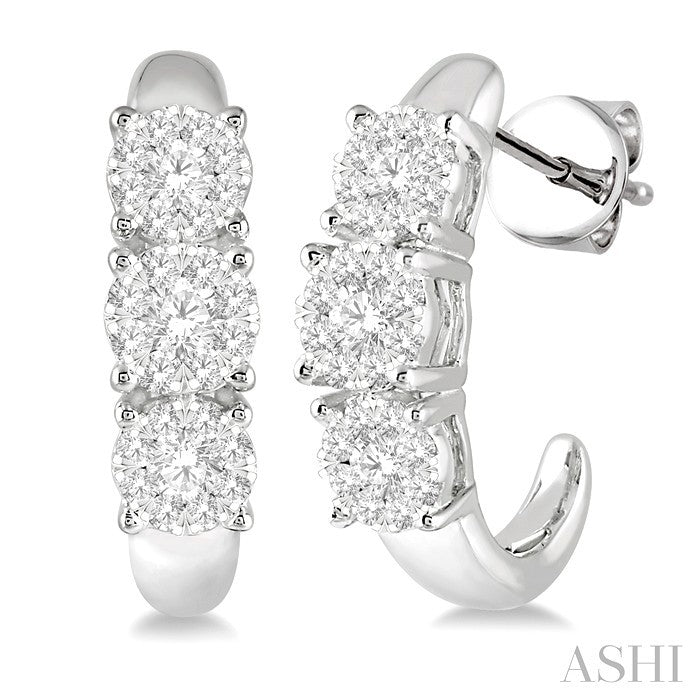3/4 Ctw Lovebright Round Cut Diamond Earrings in 14K White Gold