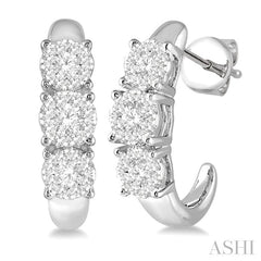 1/2 Ctw Lovebright Round Cut Diamond Earrings in 14K White Gold