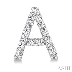 1/10 Ctw Initial 'A' Round Cut Diamond Earrings in 10K White Gold