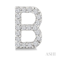 1/8 Ctw Initial 'B' Round Cut Diamond Earrings in 10K White Gold