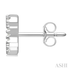 1/10 Ctw Initial 'C' Round Cut Diamond Earrings in 10K White Gold