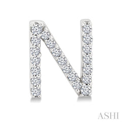 1/8 Ctw Initial 'N' Round Cut Diamond Earrings in 10K White Gold