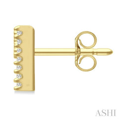 1/8 Ctw Initial 'M' Round Cut Diamond Earrings in 10K Yellow Gold