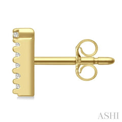 1/10 Ctw Initial 'T' Round Cut Diamond Earrings in 10K Yellow Gold